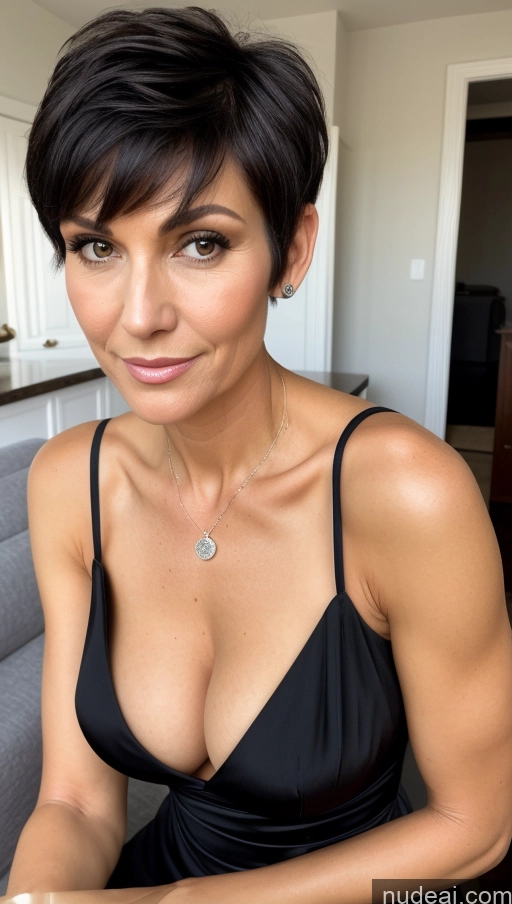related ai porn images free for Milf One Perfect Body Skinny Black Hair Pixie Close-up View Cleavage Detailed Dress