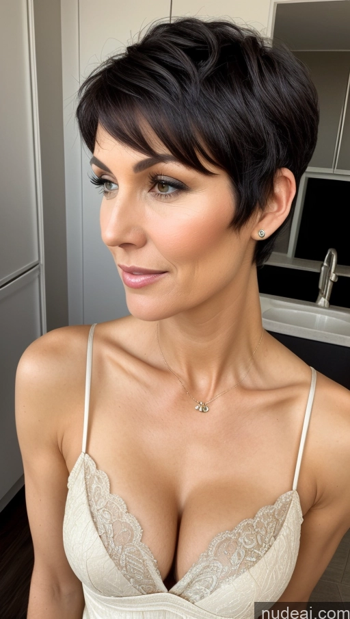 related ai porn images free for Milf Perfect Body Skinny Black Hair Pixie Close-up View Cleavage Detailed Two Sundress