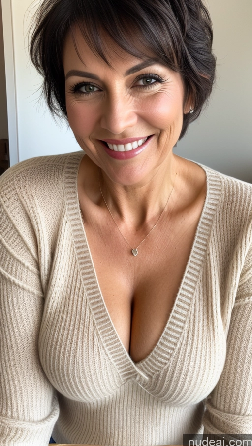 related ai porn images free for Milf Perfect Body Skinny Black Hair Pixie Close-up View Cleavage Detailed Happy One Sweater