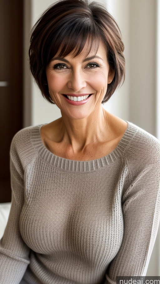 related ai porn images free for Milf Perfect Body Skinny Black Hair Pixie Close-up View Cleavage Detailed Happy One Sweater