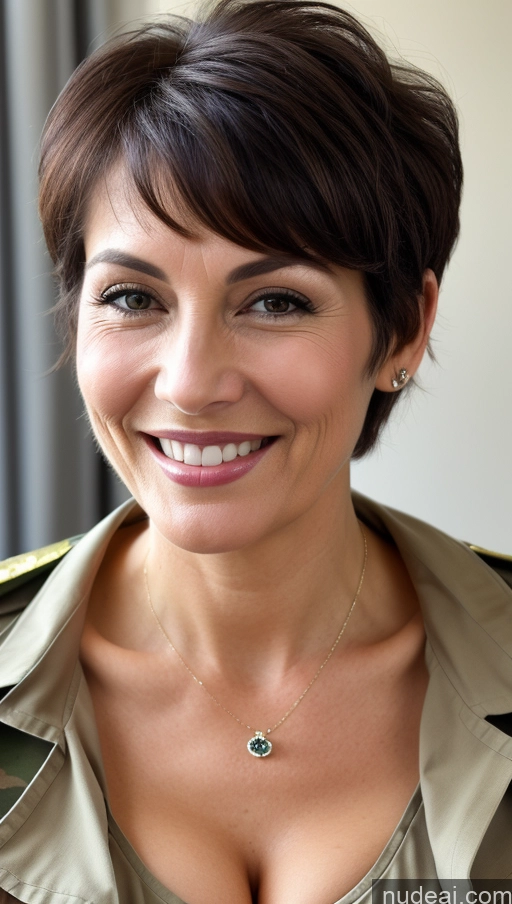 related ai porn images free for Milf Perfect Body Skinny Black Hair Pixie Close-up View Cleavage Detailed Happy One Military