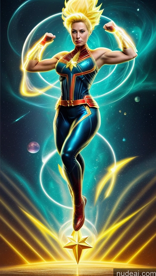 related ai porn images free for Bodybuilder Muscular Abs Several Super Saiyan Powering Up Busty Perfect Boobs Captain Marvel Neon Lights Clothes: Yellow Regal Surrealist
