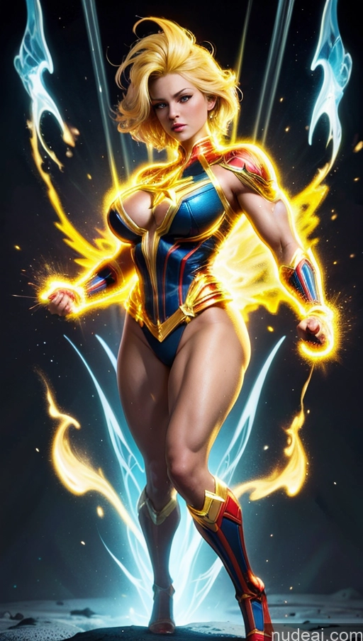 related ai porn images free for Bodybuilder Muscular Abs Several Super Saiyan Powering Up Busty Perfect Boobs Captain Marvel Neon Lights Clothes: Yellow Regal Surrealist