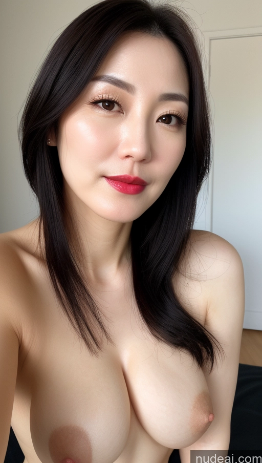 related ai porn images free for Woman One Beautiful Lipstick Fairer Skin 40s Black Hair Korean Close-up View Perfect Boobs