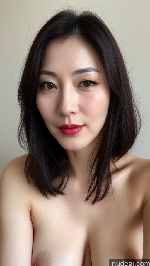 related ai porn images free for Woman One Beautiful Lipstick Fairer Skin 40s Korean Close-up View Perfect Boobs Black Hair