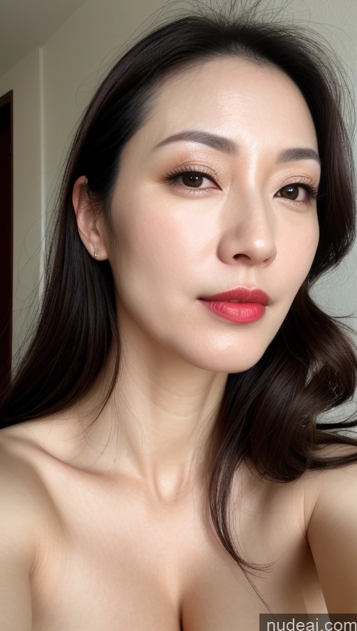 related ai porn images free for Woman One Beautiful Lipstick Fairer Skin 40s Korean Close-up View Perfect Boobs Black Hair