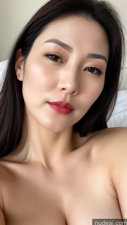 related ai porn images free for Woman One Beautiful Lipstick Fairer Skin 40s Korean Close-up View Perfect Boobs Black Hair