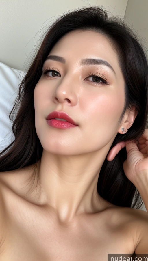 related ai porn images free for Woman One Beautiful Lipstick Fairer Skin 40s Korean Close-up View Perfect Boobs Black Hair