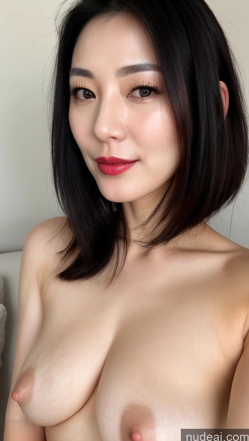 related ai porn images free for Woman One Beautiful Lipstick Fairer Skin 40s Korean Close-up View Perfect Boobs Black Hair
