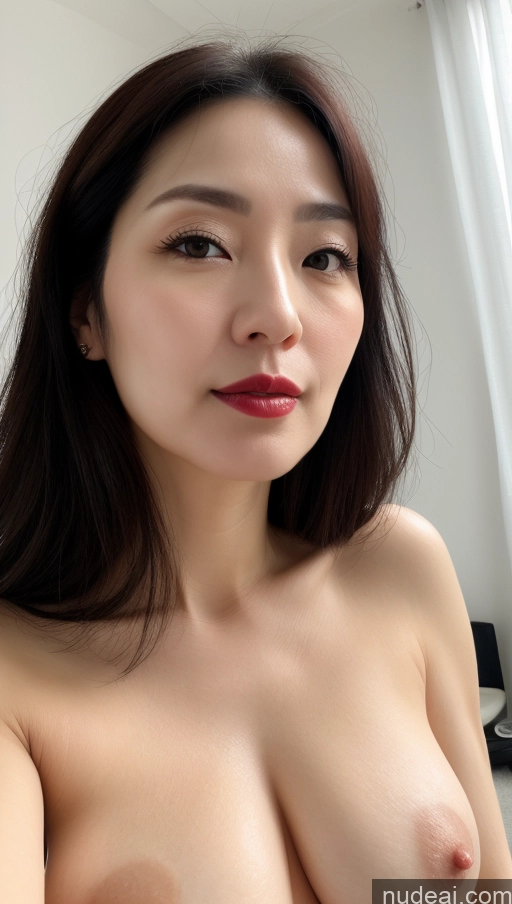 related ai porn images free for Woman One Beautiful Lipstick Fairer Skin 40s Korean Close-up View Perfect Boobs Black Hair