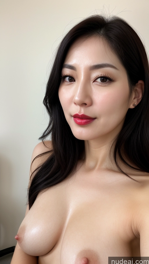 related ai porn images free for Woman One Beautiful Lipstick Fairer Skin 40s Korean Close-up View Perfect Boobs Black Hair
