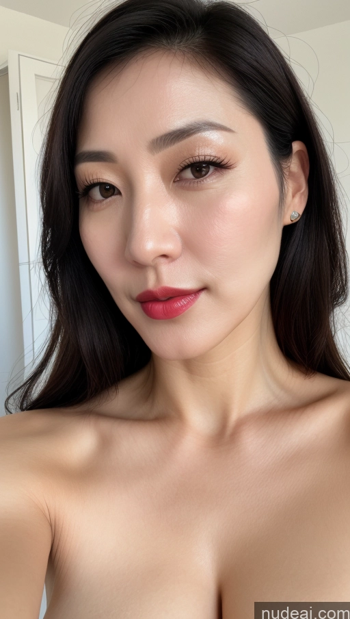 related ai porn images free for Woman One Beautiful Lipstick Fairer Skin 40s Korean Close-up View Black Hair Perfect Boobs