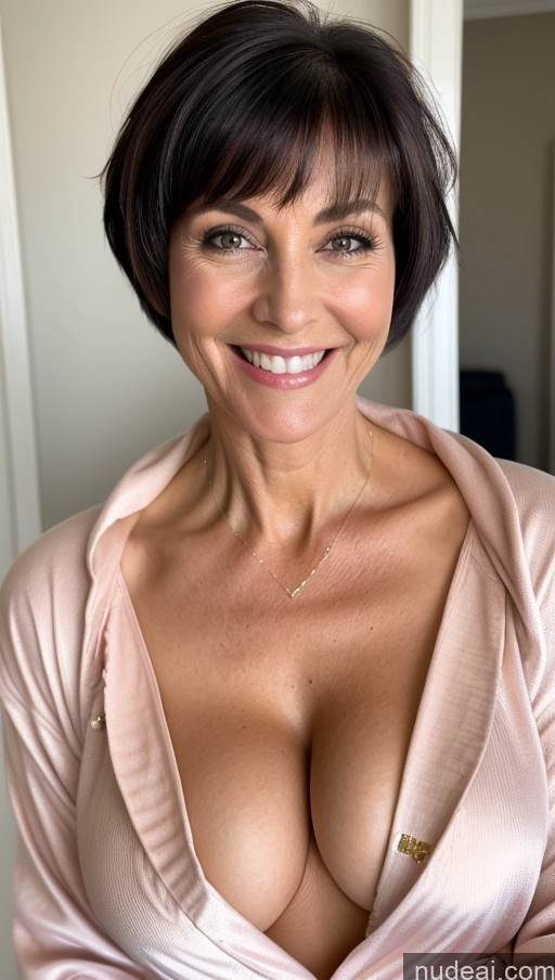 related ai porn images free for Milf One Skinny Perfect Body Black Hair Pixie Close-up View Cleavage Detailed Bathrobe Happy