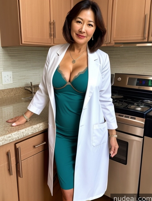 related ai porn images free for Milf Two Busty Perfect Boobs Beautiful Perfect Body 70s Bobcut Chinese Kitchen Bra Doctor Jacket Lab Coat Stylish Suit Cleavage Detailed Sexy Face