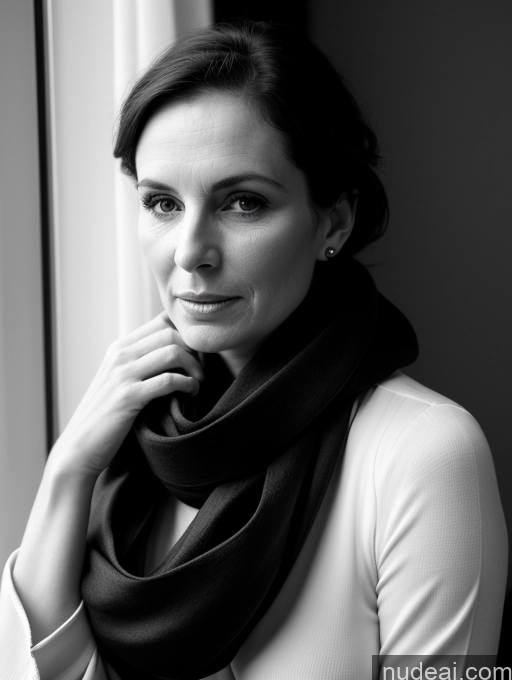 related ai porn images free for Milf One Small Tits Fairer Skin Beautiful 40s Shocked Brunette Straight British Bedroom Close-up View Black And White On Back Dark Lighting Scarf