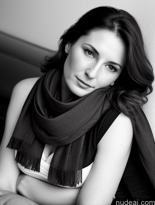 related ai porn images free for Milf One Small Tits Fairer Skin Beautiful 40s Shocked Brunette Straight British Bedroom Close-up View Black And White On Back Dark Lighting Scarf