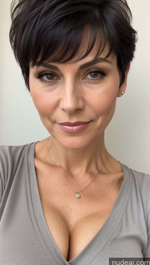 related ai porn images free for Milf One Skinny Perfect Body Black Hair Pixie Close-up View Shirt Cleavage Detailed