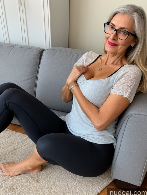related ai porn images free for Czech Skinny Busty Tall Long Legs Glasses Couch Plank Blouse Casual Chemise Yoga Pants Detailed 80s Lipstick