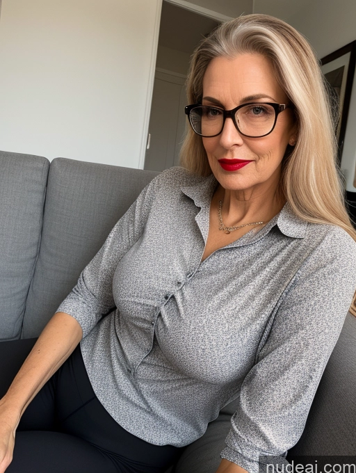 related ai porn images free for Czech Skinny Busty Tall Long Legs Glasses Couch Blouse Casual Chemise Yoga Pants Detailed 80s Lipstick Close-up View