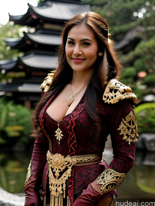 Busty Perfect Boobs Perfect Body Oiled Body Fairer Skin Japanese Cleavage Jewelry Khorne Hair Bun Military Gloves Balinese Kebaya