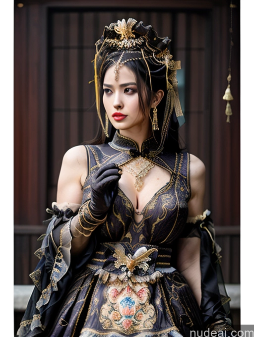 Busty Perfect Boobs Perfect Body Oiled Body Fairer Skin Cleavage Jewelry Khorne Hair Bun Gloves Onsen Chinese Gold Jewelry Pearl Jewelry New Chinese-style Clothing