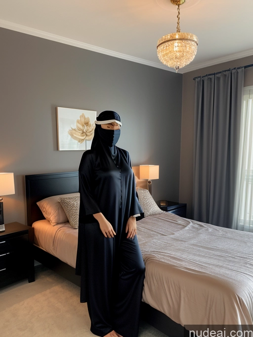 related ai porn images free for Woman One 30s Arabic Bedroom Front View Niqab Pajamas Shirt Satin