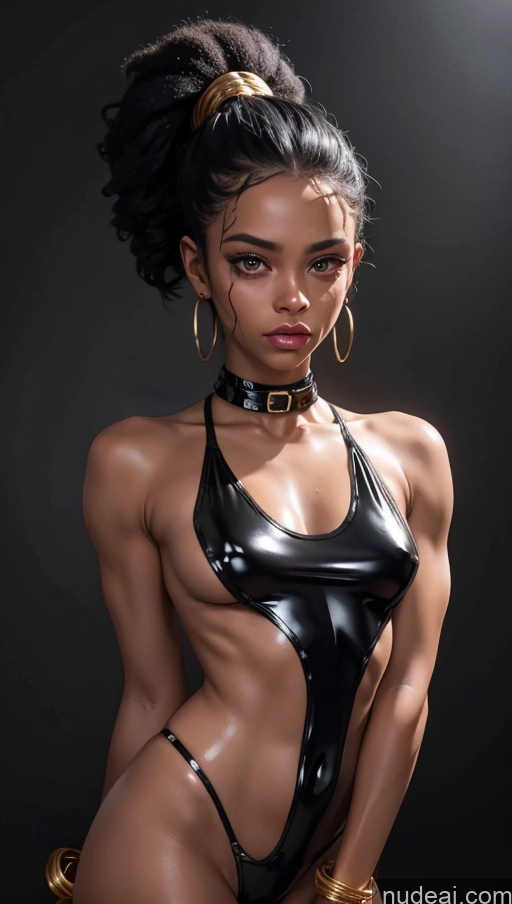 related ai porn images free for Small Tits Muscular Abs Skinny Dark Skin Tanned Skin Black Hair Ponytail Black Serious Pubic Hair Beautiful Charcoal Choker Tank Top SidelessLeotard Gold Jewelry Latex Oiled Body Cumshot
