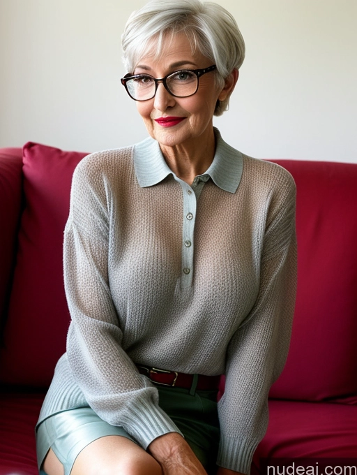 related ai porn images free for Czech Short Glasses Couch Polo Detailed 80s Pixie Sweater Lipstick Huge Boobs Transparent Blouse