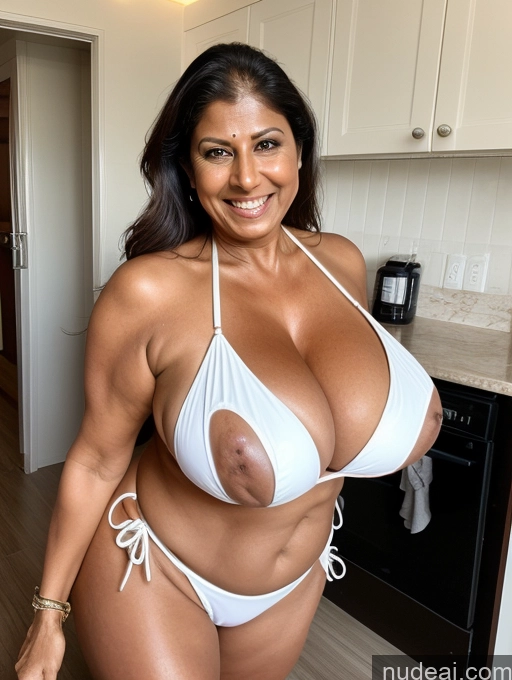 related ai porn images free for Milf One Busty Huge Boobs Thick Tanned Skin Front View Microkini Thong 60s Laughing Indian Maid