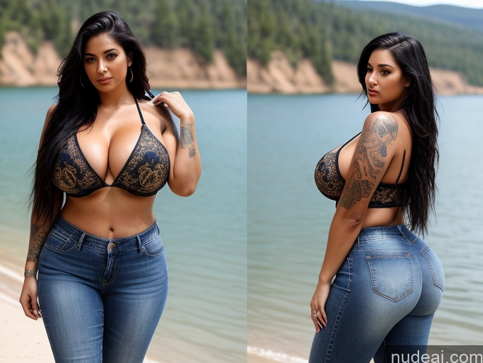 related ai porn images free for Woman One Huge Boobs Big Ass Thick Big Hips Tanned Skin Tattoos Lipstick 20s Black Hair Long Hair Native American Blouse Lake Jeans Seductive Sexy Face