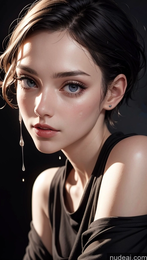 related ai porn images free for Black Hair Pixie Shirt Close-up View Small Tits 18 Skinny Fairer Skin White Dark Lighting Cumshot