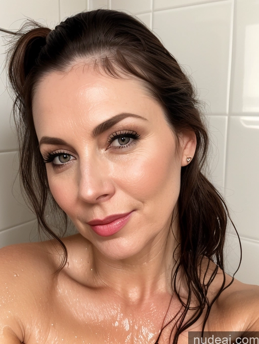 related ai porn images free for Milf One Fairer Skin 40s Pouting Lips Laughing Ponytail British Shower Close-up View Nude Brunette Busty Thick