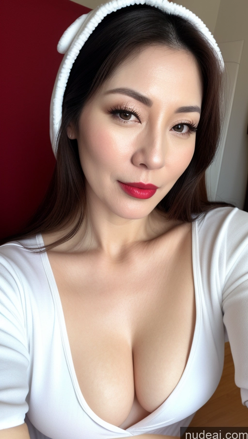 related ai porn images free for Woman One Beautiful Lipstick Fairer Skin Korean Close-up View Perfect Boobs Brunette 40s Onesie