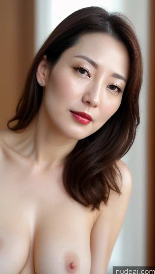 related ai porn images free for Woman One Beautiful Lipstick Fairer Skin Korean Close-up View Perfect Boobs Brunette 40s