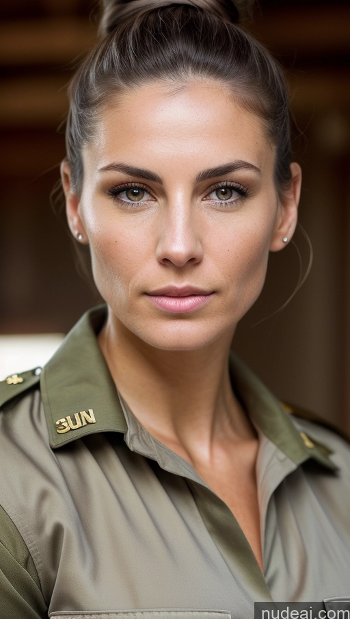 related ai porn images free for Woman One Pubic Hair 30s Serious Brunette Hair Bun White Skin Detail (beta) Detailed Military