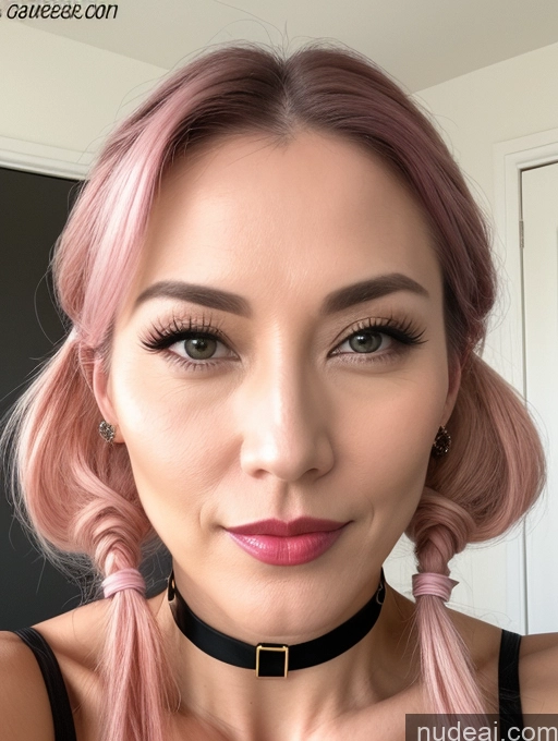 related ai porn images free for Beautiful Lipstick Fairer Skin Detailed Choker Perfect Boobs Perfect Body Abs Muscular Korean 50s Pink Hair Pigtails Two Properkissing