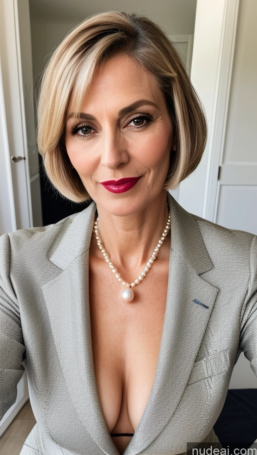 related ai porn images free for Milf Beautiful Sexy Face Bobcut Suit Pearl Jewelry Lipstick Skinny British 40s