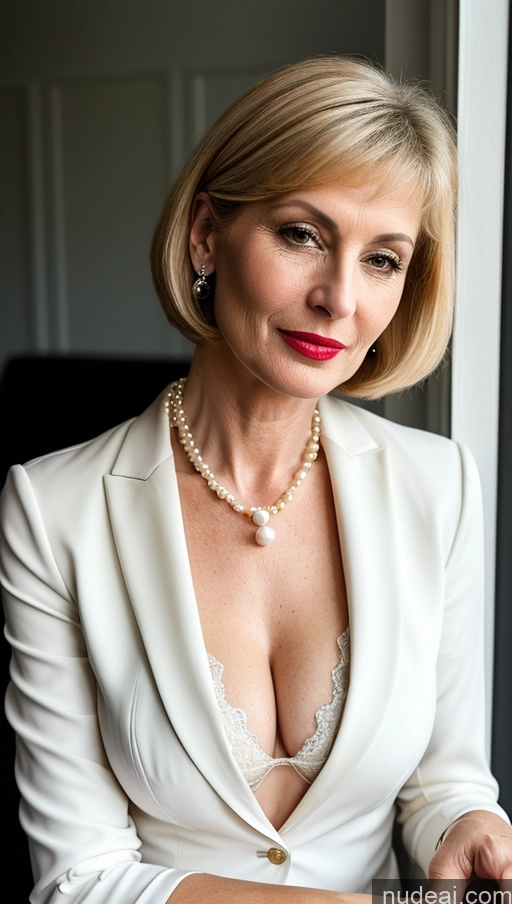 related ai porn images free for Milf Beautiful Sexy Face Bobcut Suit Pearl Jewelry Lipstick Skinny 40s Dutch Fairer Skin Cleavage Simple