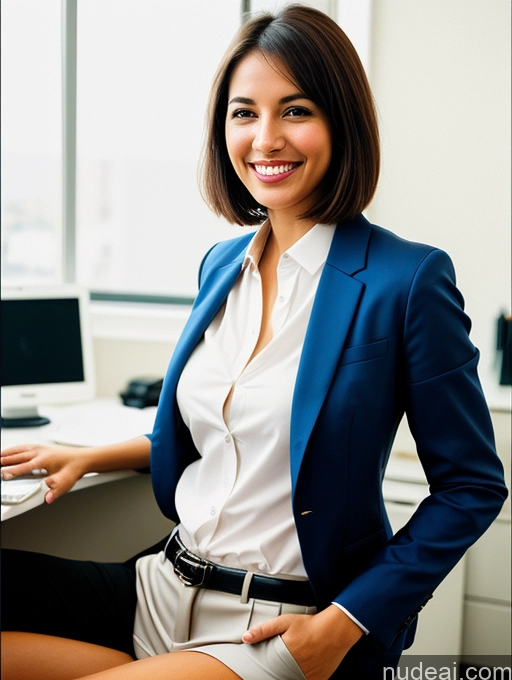 related ai porn images free for Woman One Skinny 20s Laughing Happy Brunette Bobcut Film Photo Brazilian Office Front View Suit Bright Lighting Detailed
