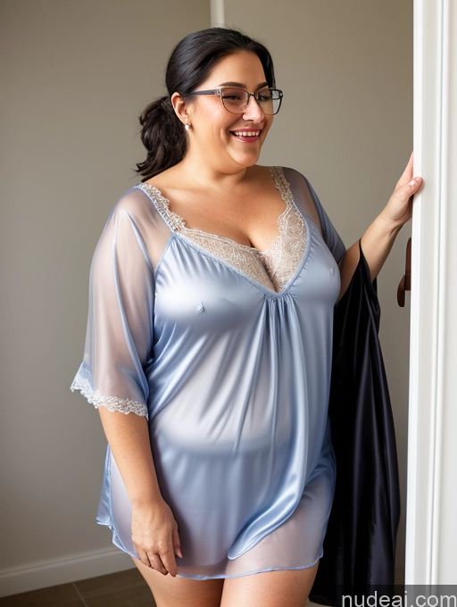 related ai porn images free for 70s Jewish Chubby Busty Glasses Ponytail Chemise Dress Nightgown Detailed Laughing Satin Transparent Changing Room Black Hair Fat