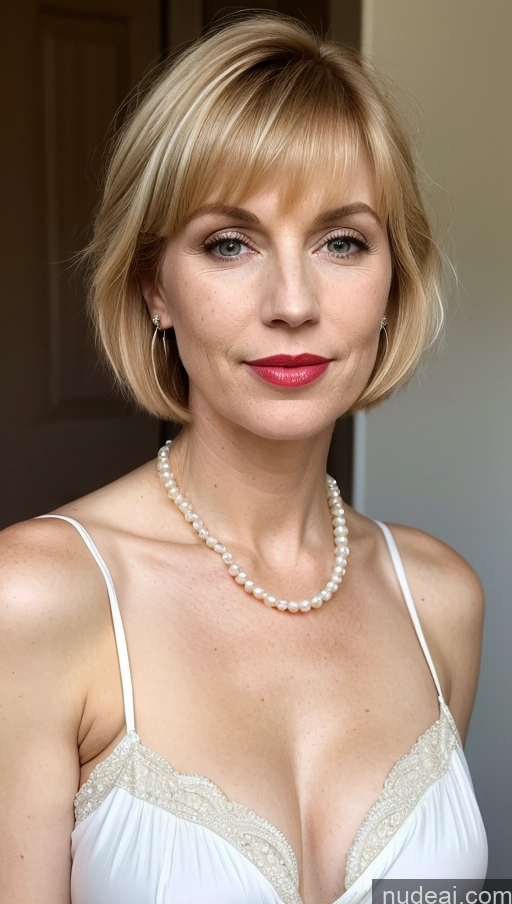 related ai porn images free for Milf Cleavage Skin Detail (beta) Nightgown Lipstick Pearl Jewelry Front View Irish Fairer Skin Blonde Short Hair Busty