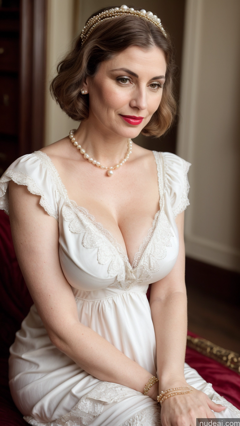 related ai porn images free for Milf Cleavage Skin Detail (beta) Nightgown Lipstick Pearl Jewelry Front View Fairer Skin Beautiful Dutch Victorian Busty Bobcut