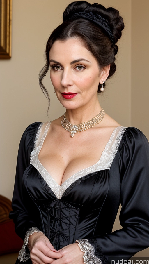 related ai porn images free for Milf Cleavage Skin Detail (beta) Nightgown Lipstick Pearl Jewelry Front View Fairer Skin Beautiful Dutch Victorian Perfect Boobs Black Hair Hair Bun