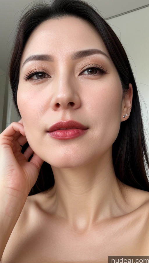 related ai porn images free for Woman One Lipstick Fairer Skin 40s Korean Beautiful Perfect Boobs Close-up View Black Hair