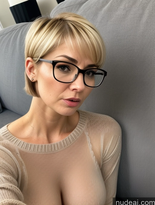 related ai porn images free for Short Glasses Blonde Short Hair Angry Serious Czech Sweater Transparent Detailed 60s Couch Busty Blowjob