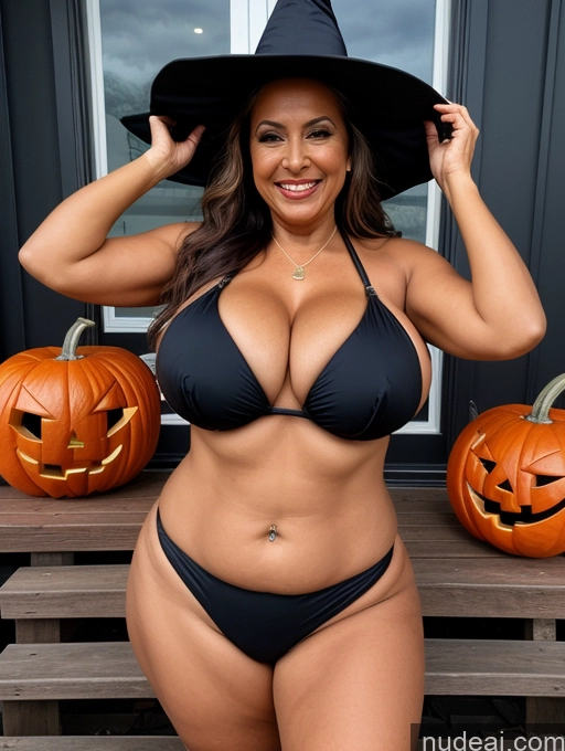 related ai porn images free for One Busty Huge Boobs Thick Tanned Skin Laughing Microkini Thong Front View 70s Halloween Witch Brazilian
