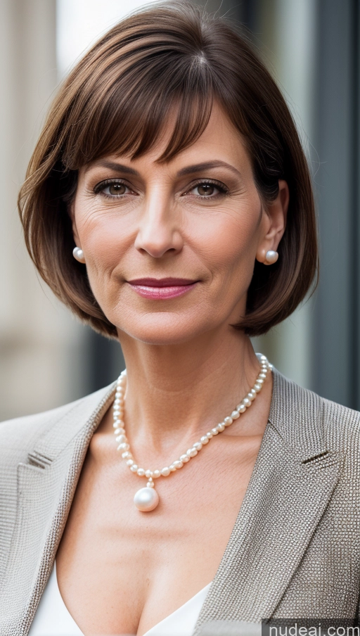 related ai porn images free for Woman 50s Brunette German Skin Detail (beta) Bright Lighting Cleavage Suit Bobcut Pearl Jewelry Beautiful