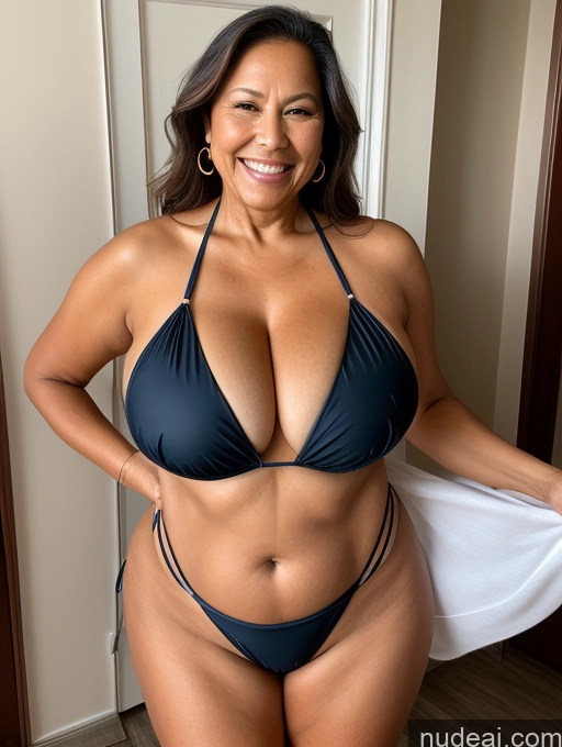 related ai porn images free for One Busty Huge Boobs Thick Tanned Skin Laughing Native American Front View Microkini Thong 70s Maid