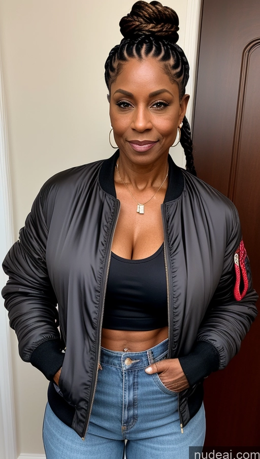related ai porn images free for Muscular Abs Dark Skin Milf Thick Big Hips Braided Black Hair Tattoos Bomber Front View Lumberjack Traditional Black 60s