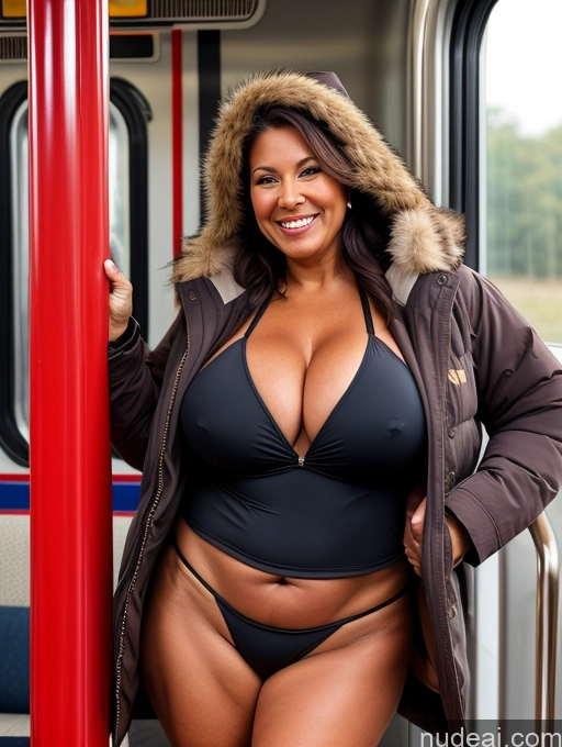 related ai porn images free for One Huge Boobs Busty Thick Tanned Skin 60s Laughing Native American Train Front View Lumberjack Microkini Parka Thong